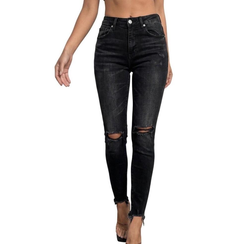 Moussy Vintage Black Comfort Fremont Skinny Jeans | 26 | retail $330